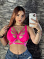 Butterfly Neon Pink Crop Top